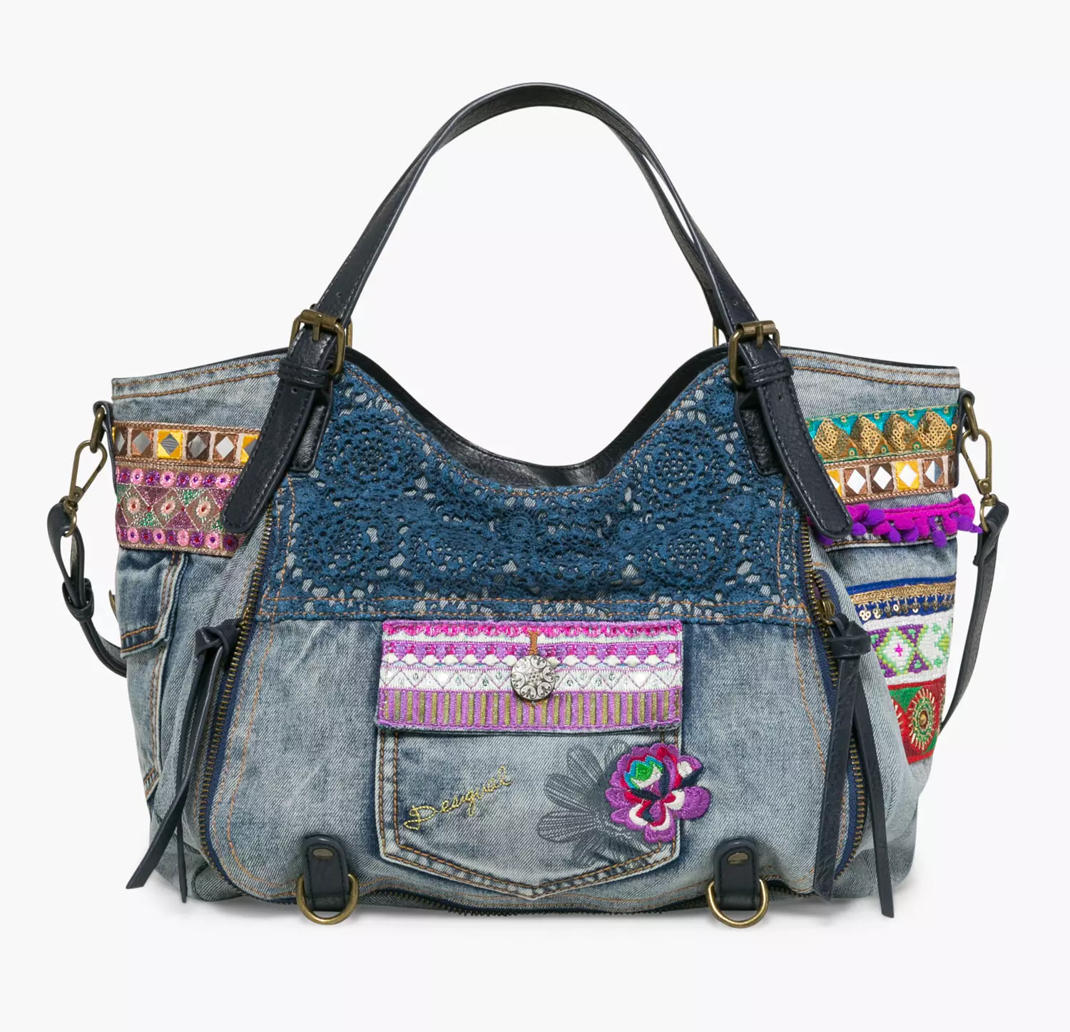 FS 2017!! Desigual Tasche Rotterdam Exsotic Jeans Damentasche # 72X9JE4